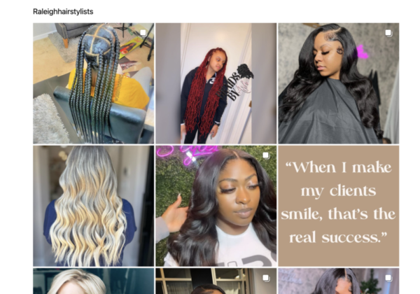 screenshot of raleigh, nc hairstylists on instagram